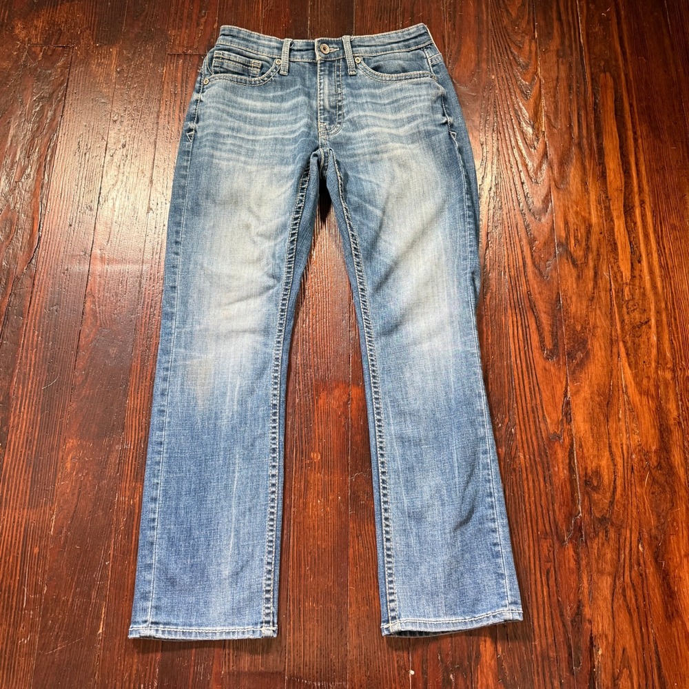 BKE Jake Straight Jeans Mens 30x30 Blue Medium Wash Stretch Denim Faded Whiskers